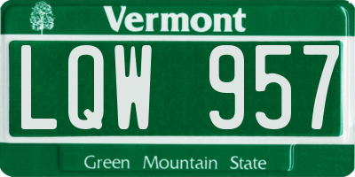 VT license plate LQW957