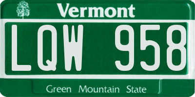 VT license plate LQW958
