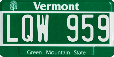 VT license plate LQW959