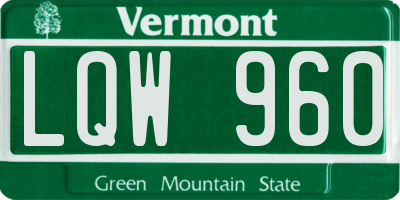 VT license plate LQW960