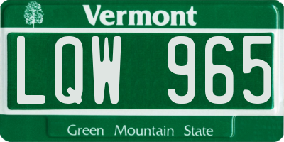 VT license plate LQW965