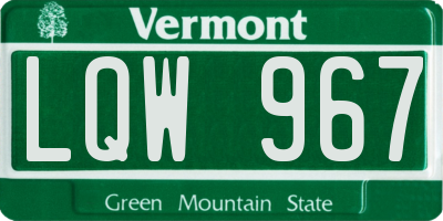 VT license plate LQW967