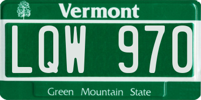 VT license plate LQW970