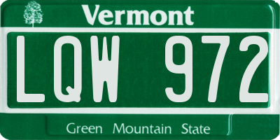 VT license plate LQW972