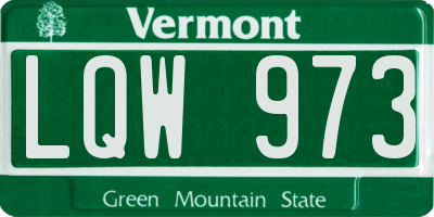 VT license plate LQW973