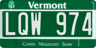 VT license plate LQW974