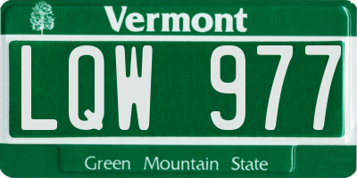 VT license plate LQW977