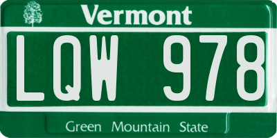 VT license plate LQW978