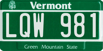 VT license plate LQW981
