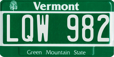 VT license plate LQW982