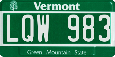 VT license plate LQW983