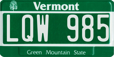 VT license plate LQW985