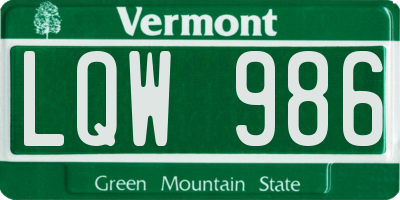 VT license plate LQW986