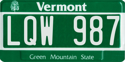 VT license plate LQW987