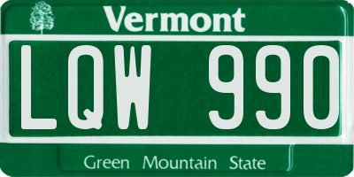 VT license plate LQW990