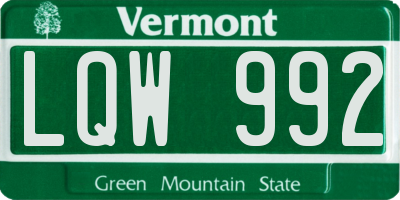 VT license plate LQW992