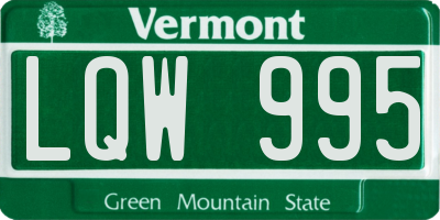 VT license plate LQW995