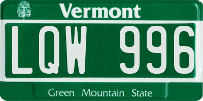 VT license plate LQW996