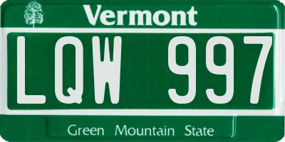 VT license plate LQW997