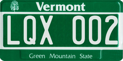 VT license plate LQX002