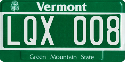VT license plate LQX008