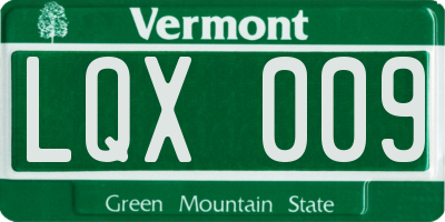 VT license plate LQX009