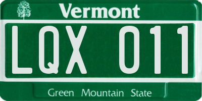 VT license plate LQX011