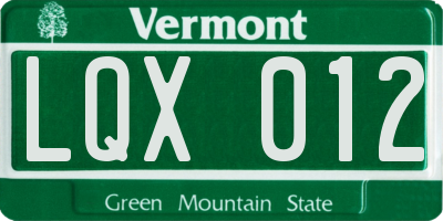 VT license plate LQX012