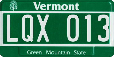 VT license plate LQX013