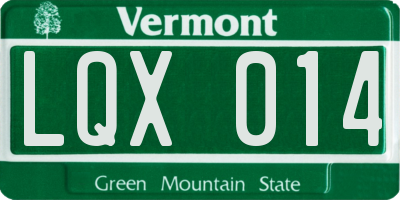 VT license plate LQX014