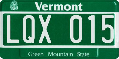 VT license plate LQX015