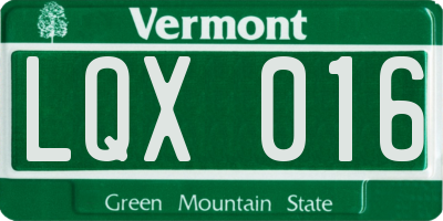 VT license plate LQX016