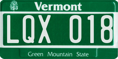 VT license plate LQX018