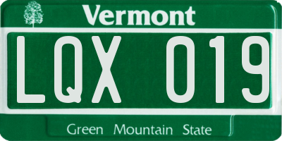 VT license plate LQX019