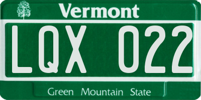 VT license plate LQX022