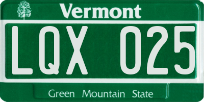 VT license plate LQX025