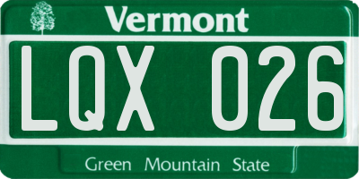 VT license plate LQX026