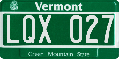 VT license plate LQX027
