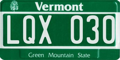 VT license plate LQX030
