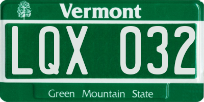 VT license plate LQX032