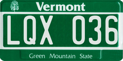 VT license plate LQX036