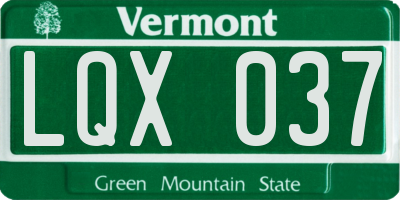 VT license plate LQX037