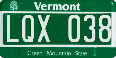 VT license plate LQX038