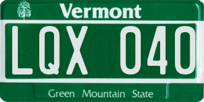 VT license plate LQX040
