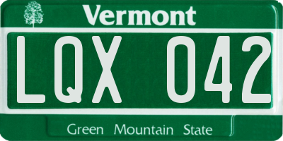 VT license plate LQX042