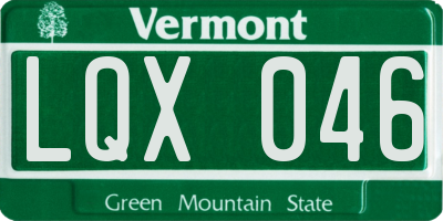 VT license plate LQX046