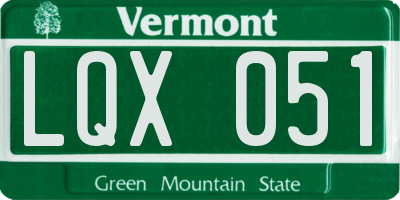 VT license plate LQX051