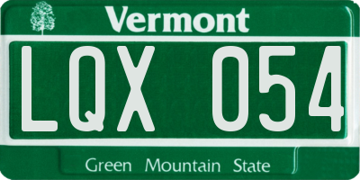 VT license plate LQX054