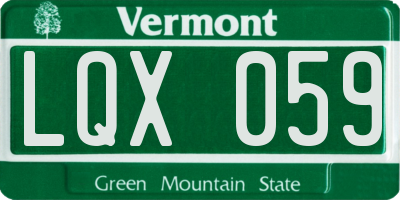 VT license plate LQX059