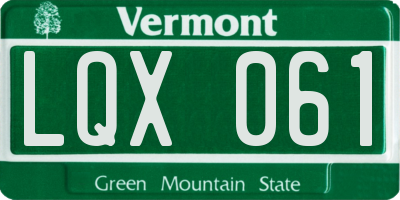 VT license plate LQX061